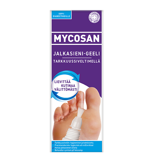 Jalkasieni-geeli tarkkuussiveltimellä