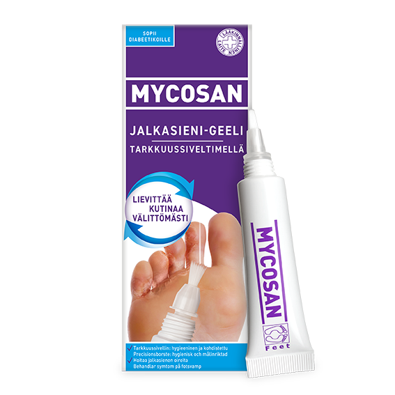 Jalkasieni-geeli tarkkuussiveltimellä