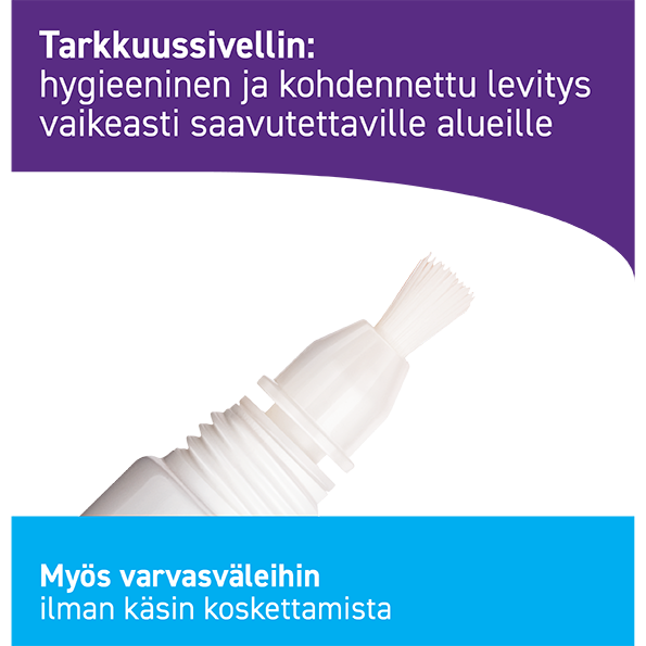 Jalkasieni-geeli tarkkuussiveltimellä